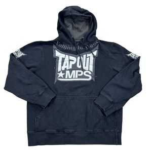 MMA Tapout MPS Hoodie Men's Large Black Spell Out Logo Thrashed Streetwear